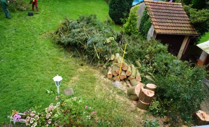 Traurige Überbleibsel, in unserem Garten darf er liegen.